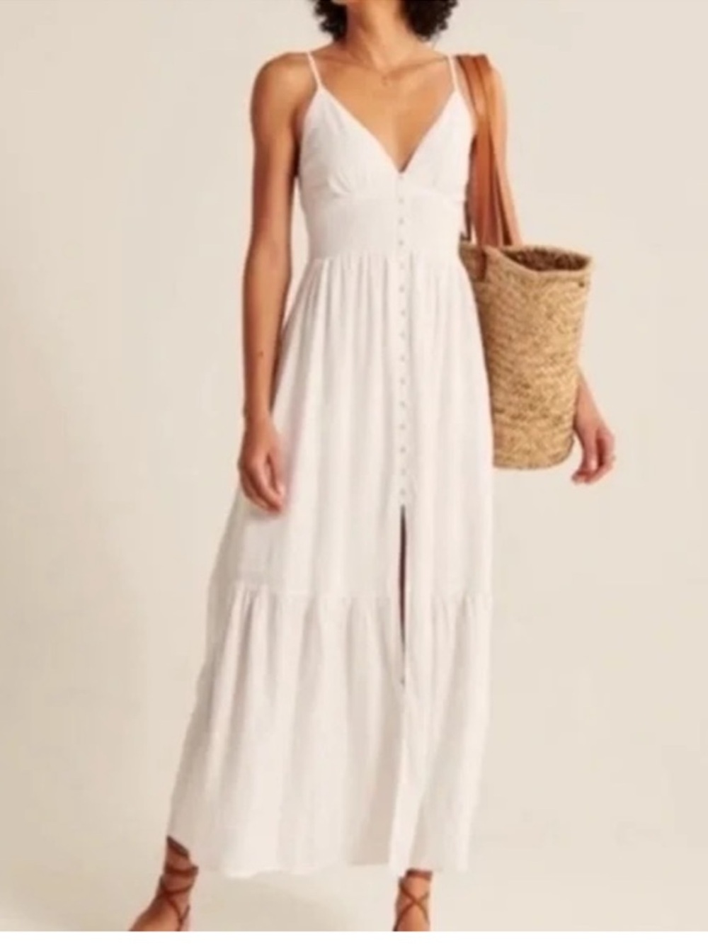Abercrombie white button through Maxi Dress, size XL